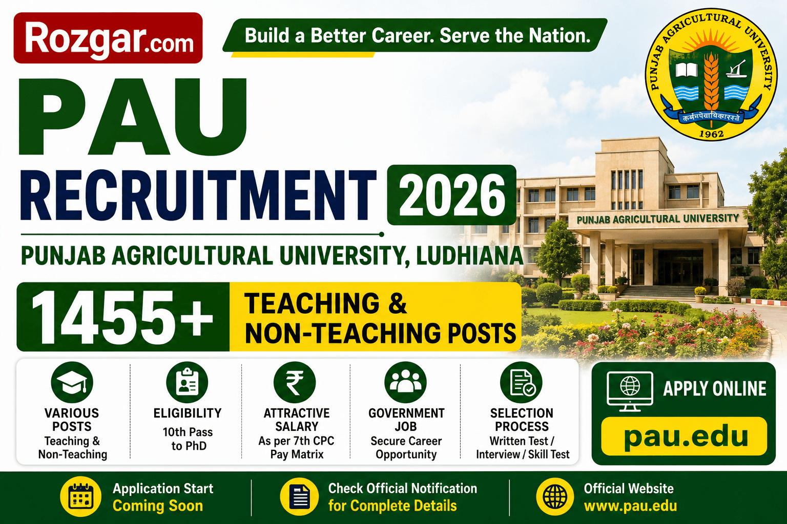 PAU Recruitment 2026 – Teaching & Non-Teaching Posts | Eligibility, Salary & Apply Online PAU Recruitment 2026 – Teaching & Non-Teaching Posts | Eligibility, Salary & Apply Online
